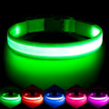 LED Dog Collar - Adjustable, USB Rechargeable, Super Bright Safety Light Glowing Collar for Small Dogs (Green)